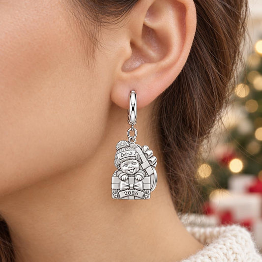 Baby's First Christmas Gift Huggie Charm Earrings