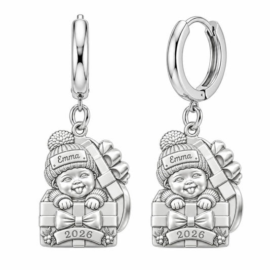 Baby's First Christmas Gift Huggie Charm Earrings